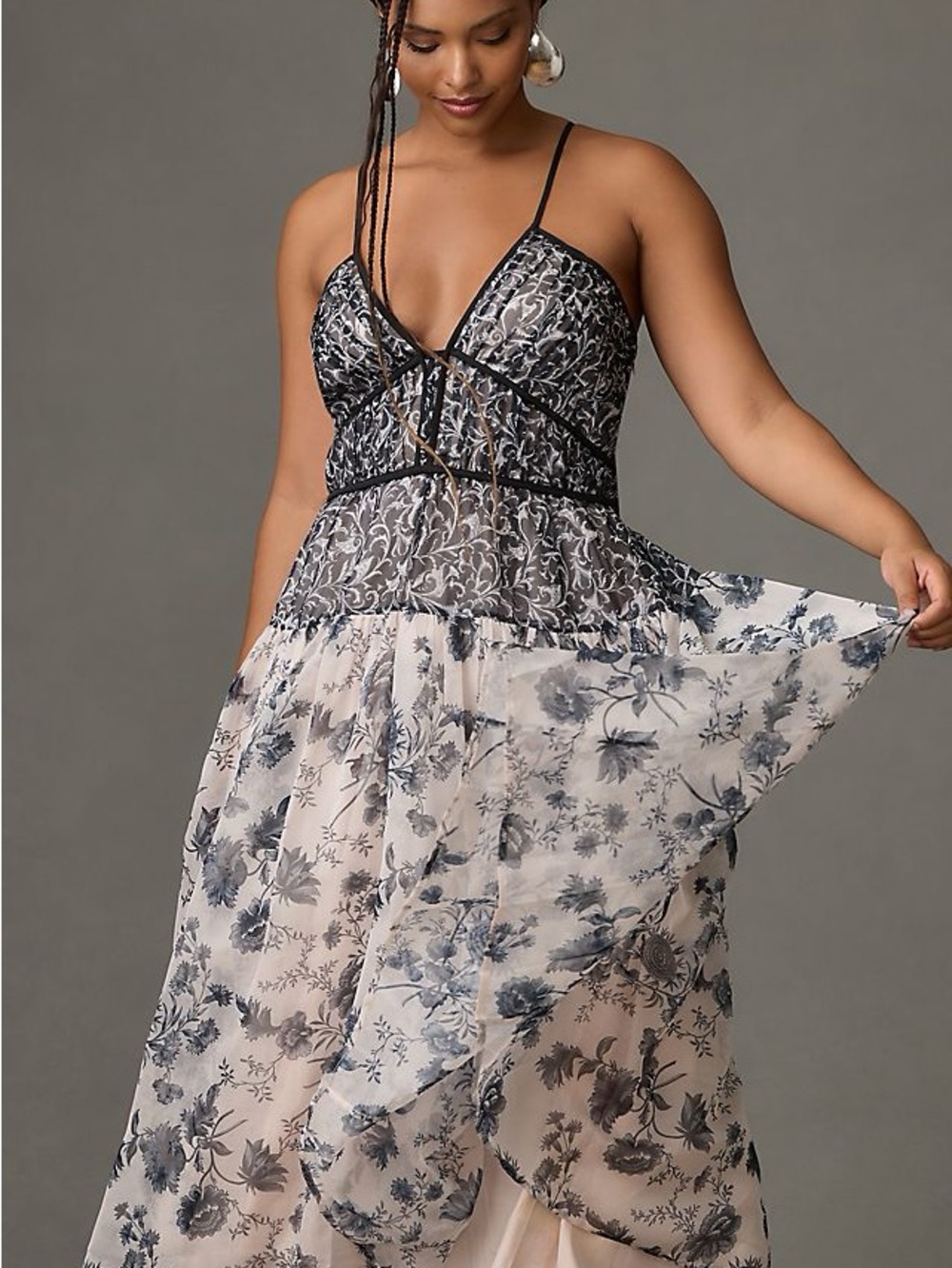 Anthropologie Floral Halter Midi Dress - Picture 2 of 12